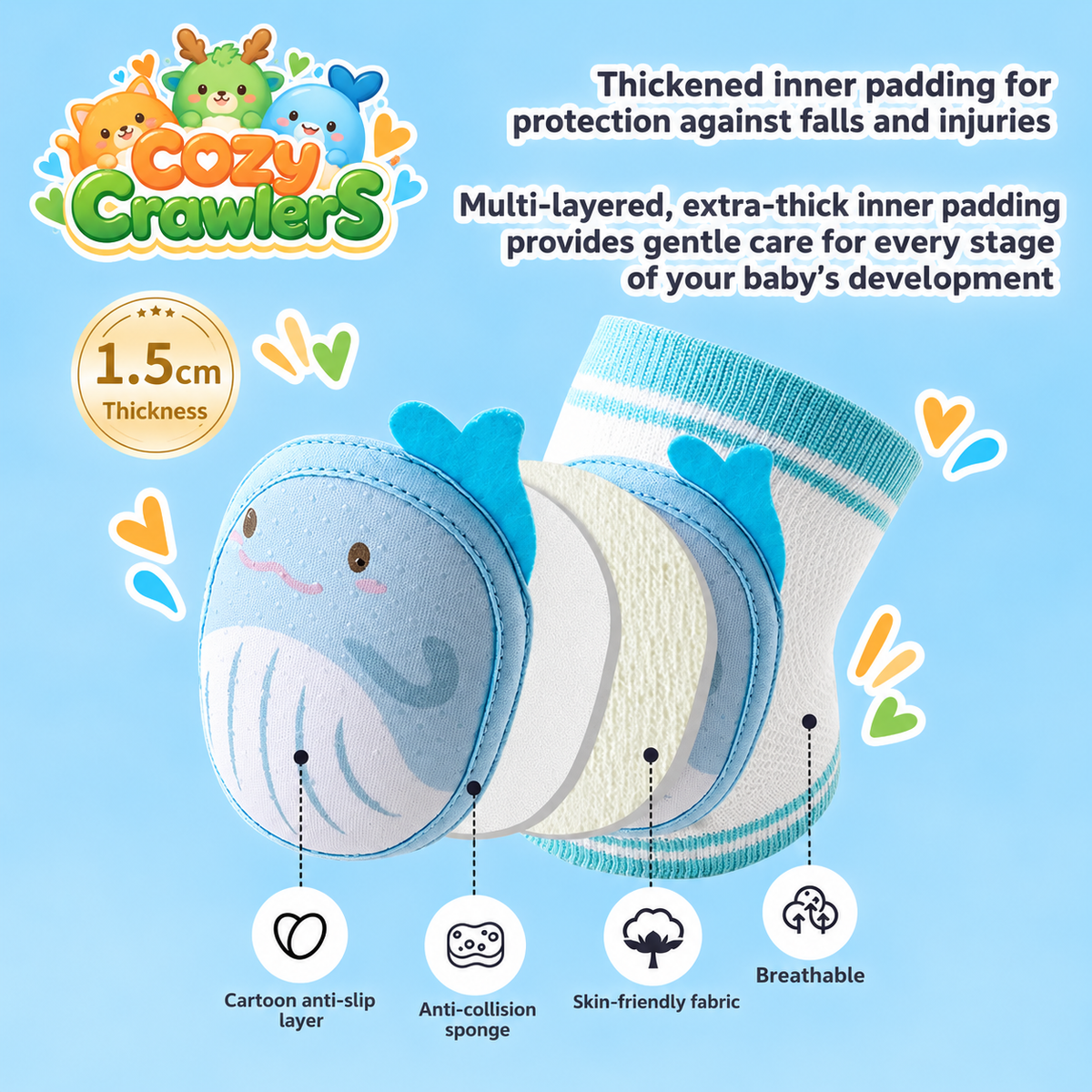 Cozy Crawlers Baby Crawling Knee Pads
